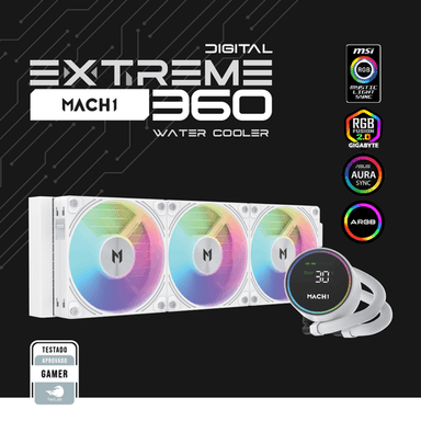 Water Cooler MACH1 EXTREME Digital, ARGB, 360mm – Branco